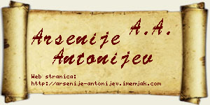 Arsenije Antonijev vizit kartica